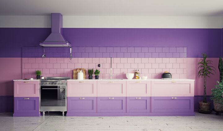 纯粹的厨房窗帘什么颜色配淡紫色颜色台面吗?